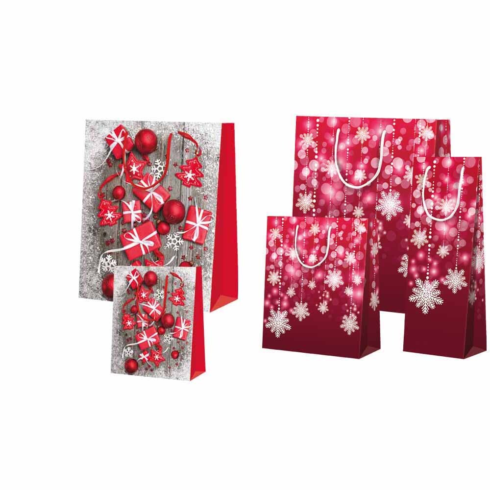 Geschenk-Tragetaschen rot glänzend Weihnachten
