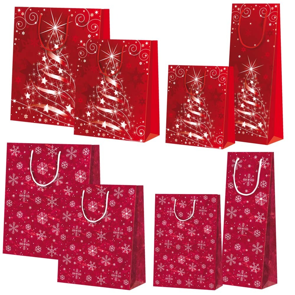 Geschenk-Tragetaschen rot matt Weihnachten