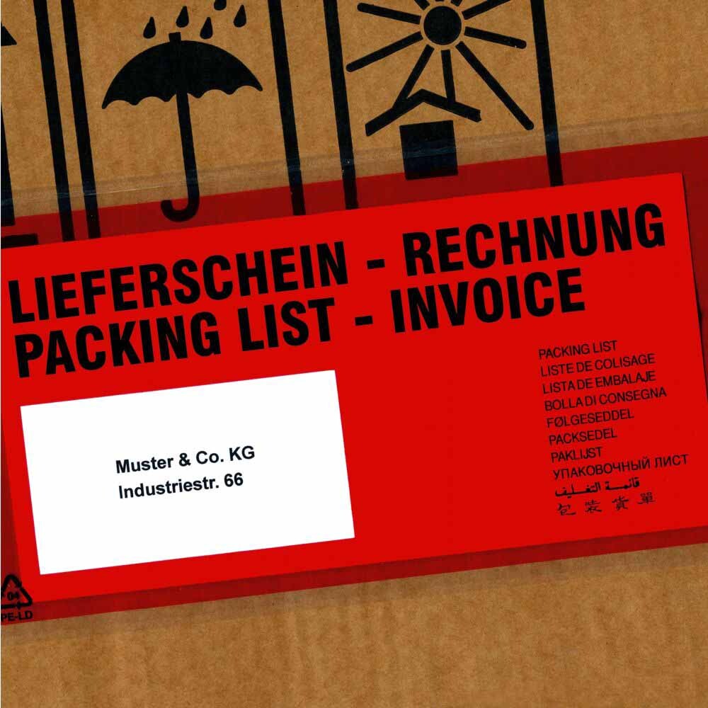 Lieferscheintaschen mit Druck