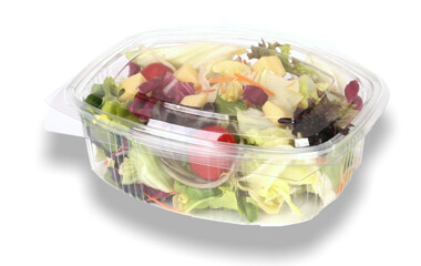 Eine mit essen befüllte recycelte Plastik Box