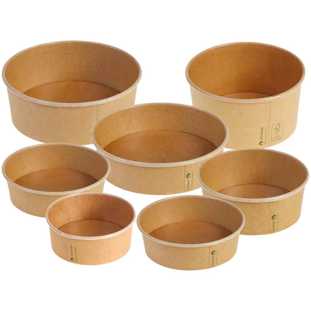 Salatschalen braun mit Deckel - PLA beschichtet