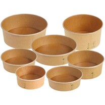 Salatschalen braun mit Deckel - PLA beschichtet