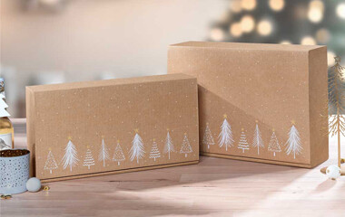 Auf einem Tisch abgestellte Geschenkkartons