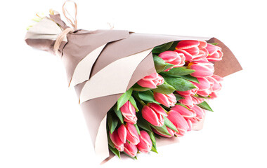 Ein aus Rosa Tulpen Blumenstrauß