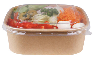 Mit essen gefüllte Salat to go Box